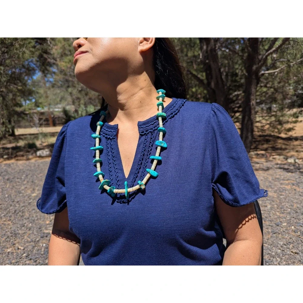 Vintage Native American Handmade Turquoise Necklace‎ Handmade Navajo Jewelry **